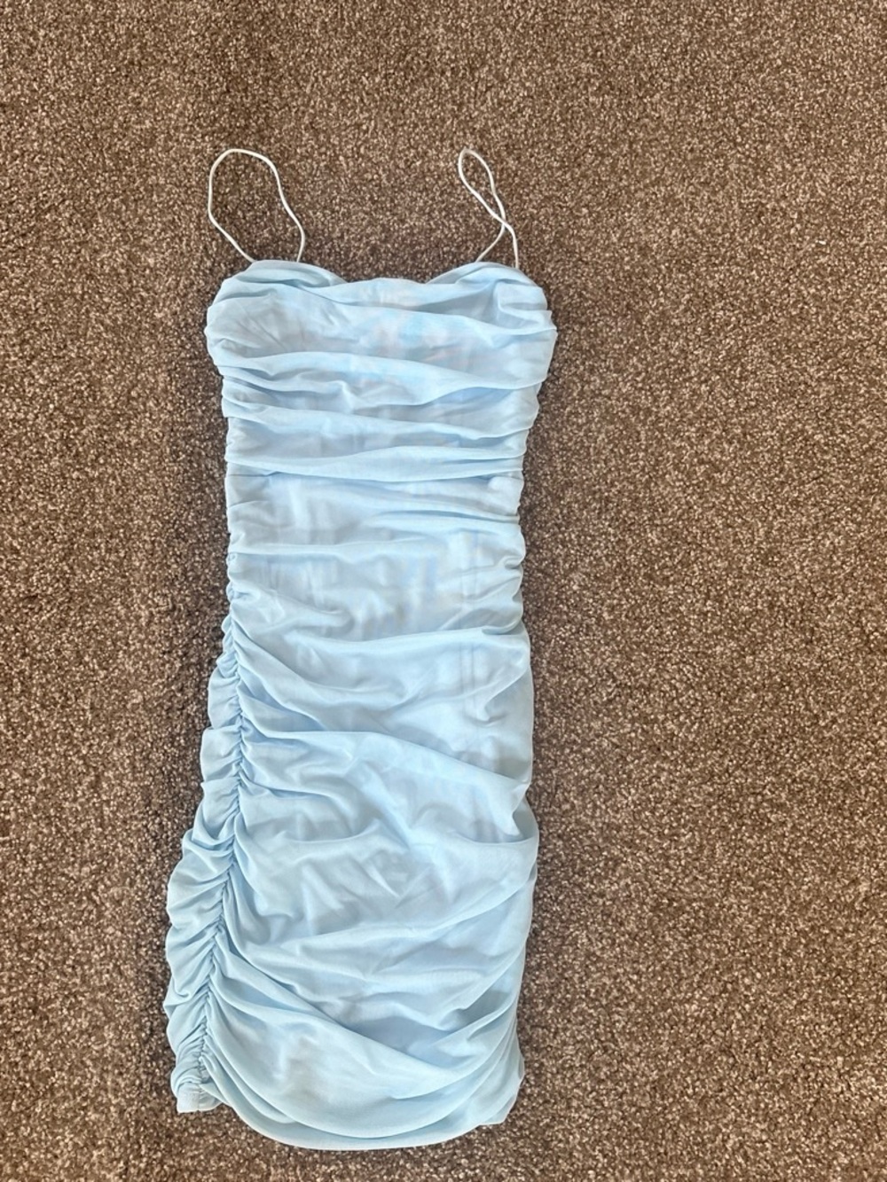 Hello Molly Baby Blue Ruched Midi Slip Dress